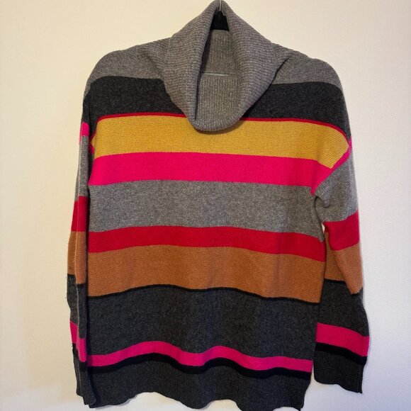 InCashmere Striped Turtleneck Cashmere Sweater - Small - LIKE NEW - Picture 1 of 5